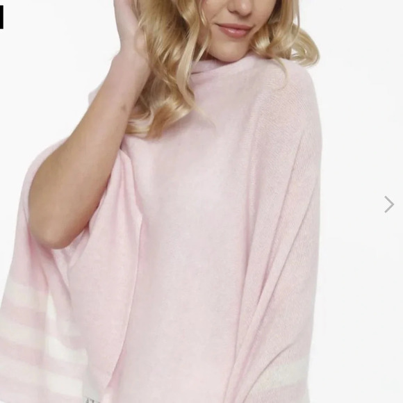 100% Cashmere Topper White with Black Stripes One Size - Picture 8 of 10